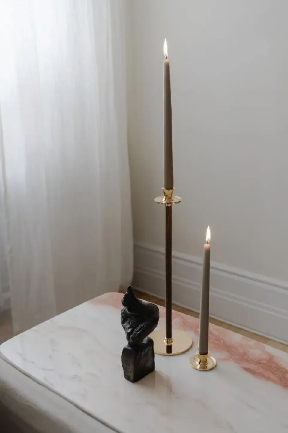 Clearance Hilke Collection Candelabro Basso bajo, latón macizo Color dorado