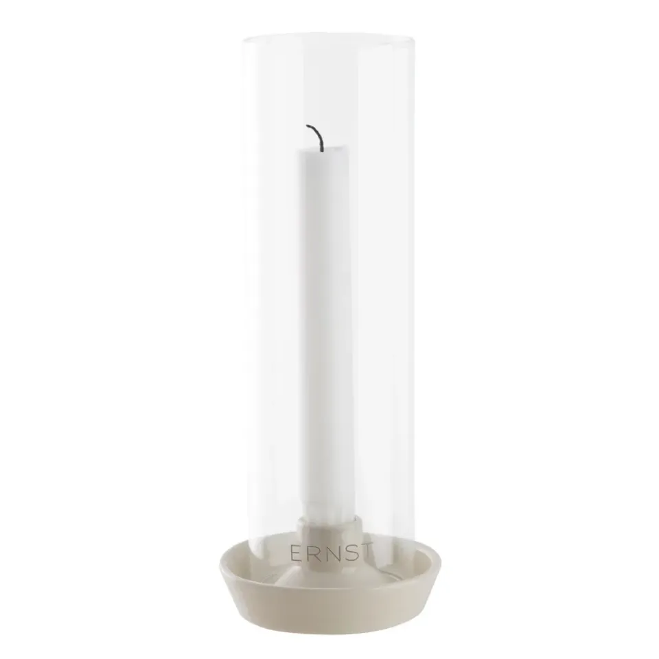 New ERNST Candelabro cilindro de vidrio , Blanco
