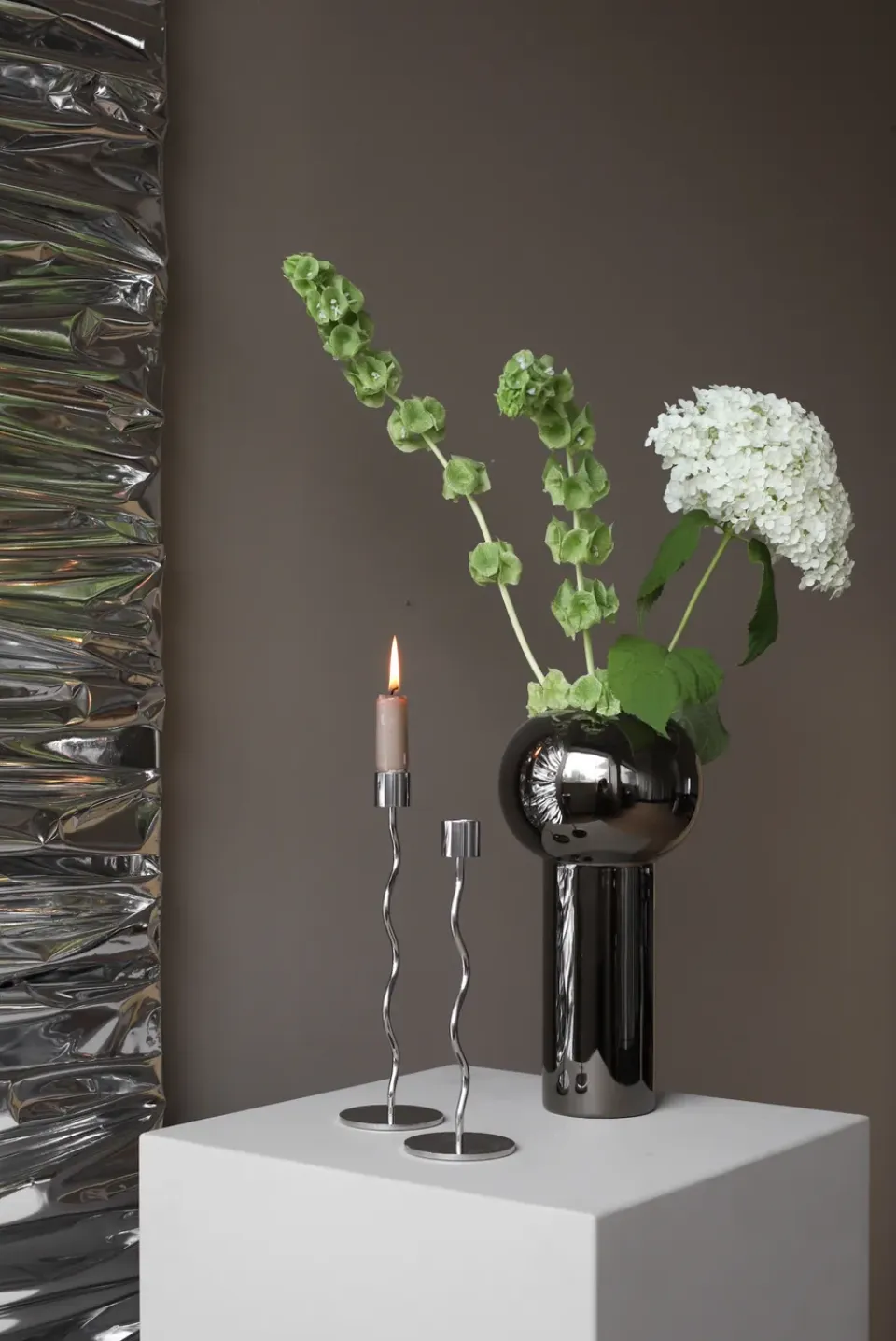 Discount Cooee Design Candelabro Curved 26 cm, Acero inoxidable Plateado
