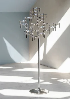 Discount STOFF Candelabro de pie Nagel 70 cm, Chrome Plateado