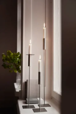 Clearance ERNST Candelabro 45 cm, metal cepillado Plateado