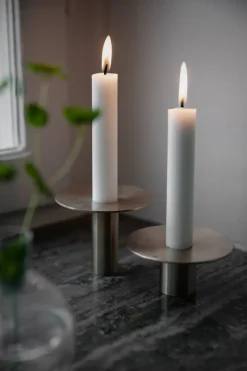 Outlet ERNST Candelabro latón cepillado Ø9,2 cm, 7 cm Color dorado
