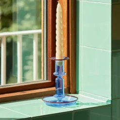 Outlet HAY Candelabro Flare mediano, Light blue-red Azul