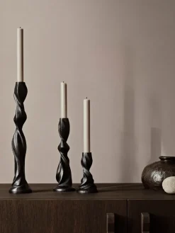 New Ferm Living Candelabro Gale 25 cm, Blackened Aluminium Negro