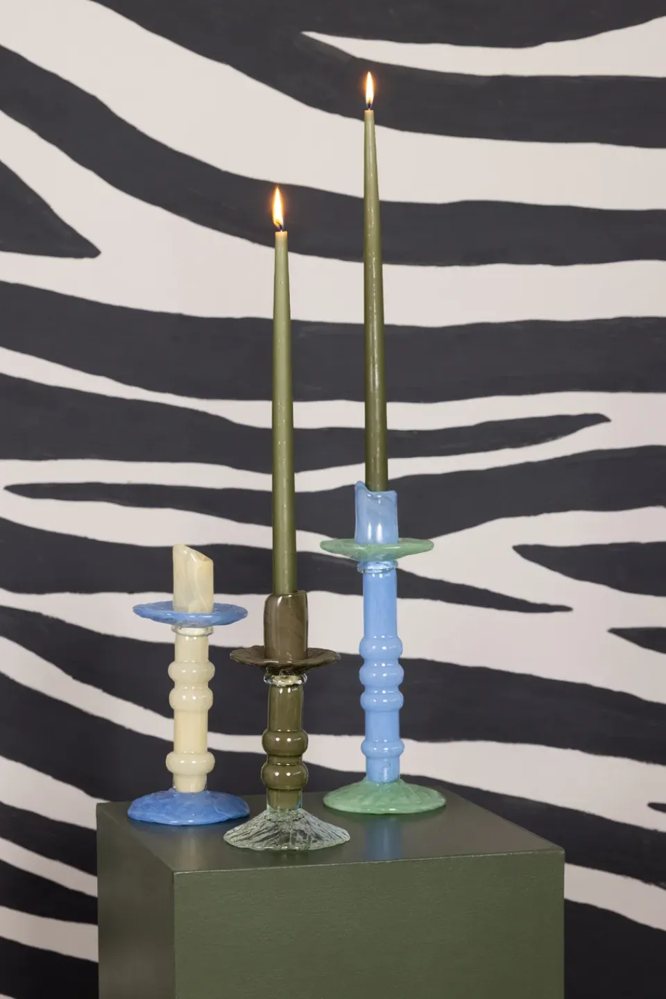 New Byon Candelabro Lara S 22 cm, Verde-claro VerdeTransparente