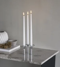 Outlet LIND DNA Candelabro Lind Curve combinable cromo, Triple Plateado