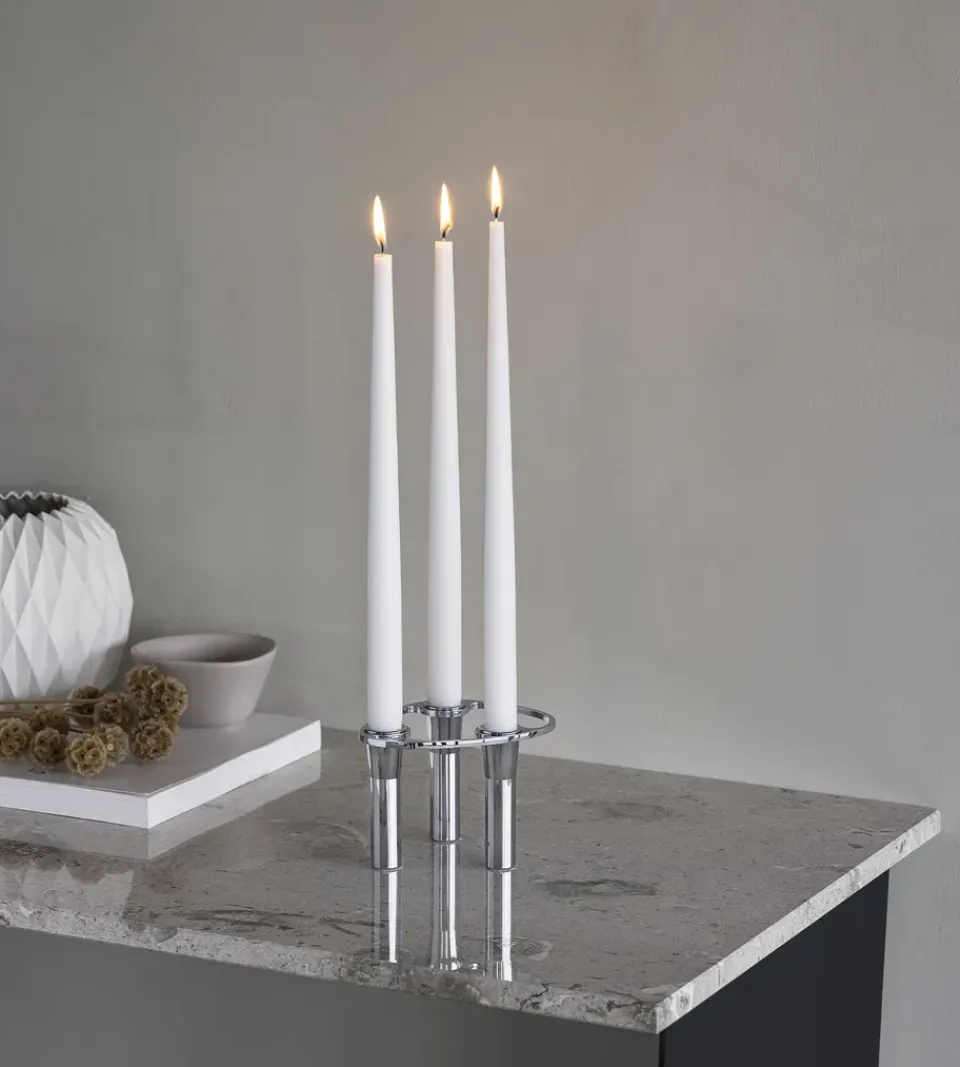 Outlet LIND DNA Candelabro Lind Curve combinable cromo, Triple Plateado