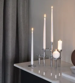 Outlet LIND DNA Candelabro Lind Curve combinable cromo, Triple Plateado