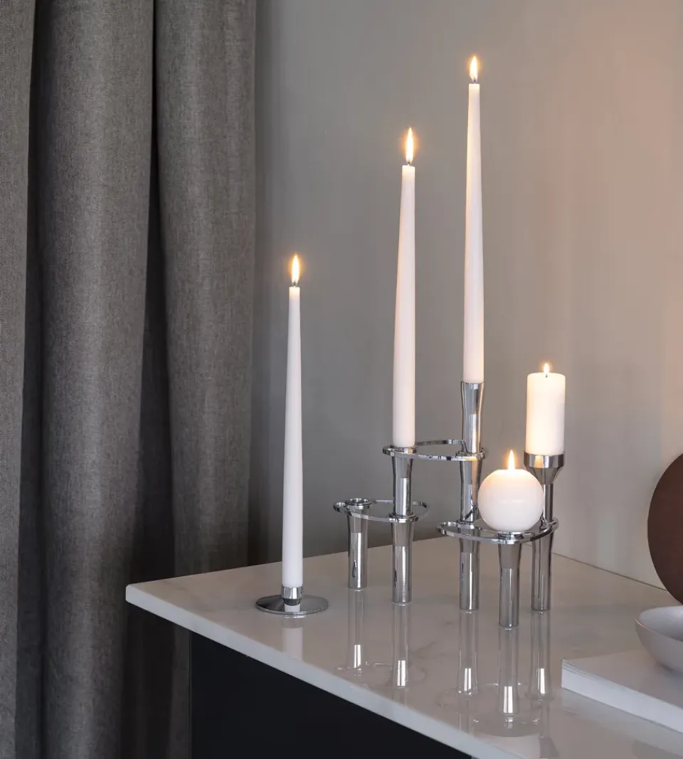 Outlet LIND DNA Candelabro Lind Curve combinable cromo, Triple Plateado