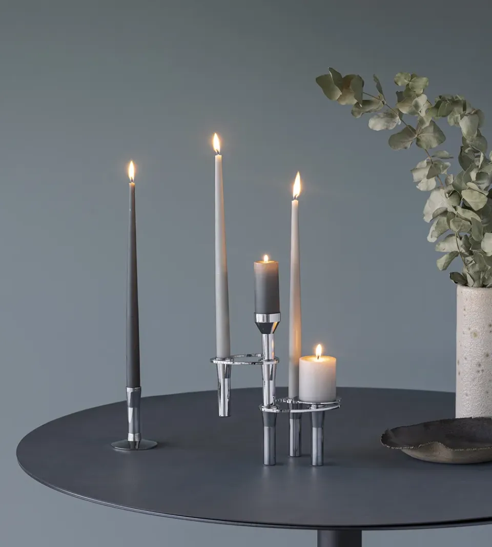 Outlet LIND DNA Candelabro Lind Curve combinable cromo, Triple Plateado