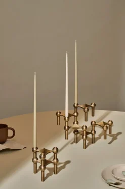 New STOFF Candelabro Nagel, Bronzed brass Marrón