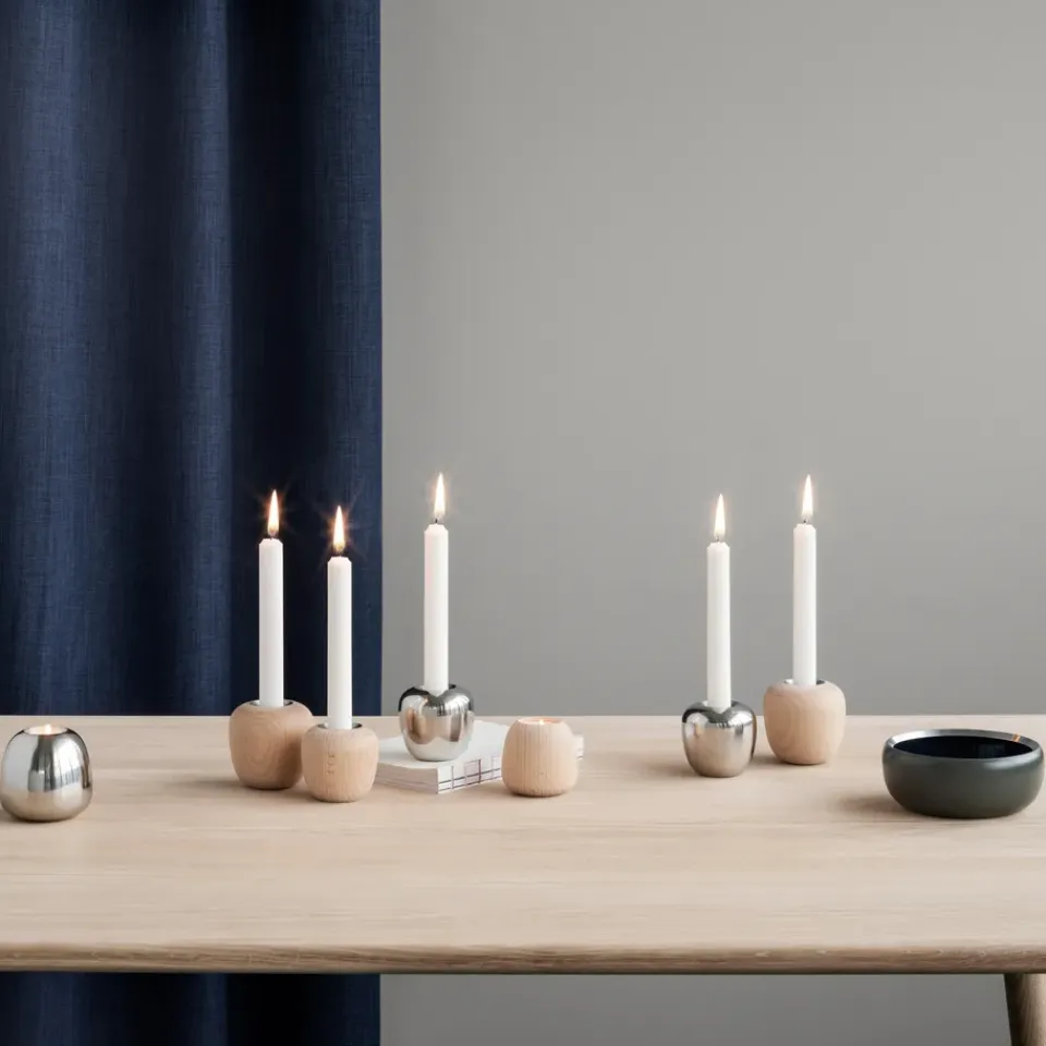 Outlet Stelton Candelabro Ora acero inoxidable, pequeño Plateado