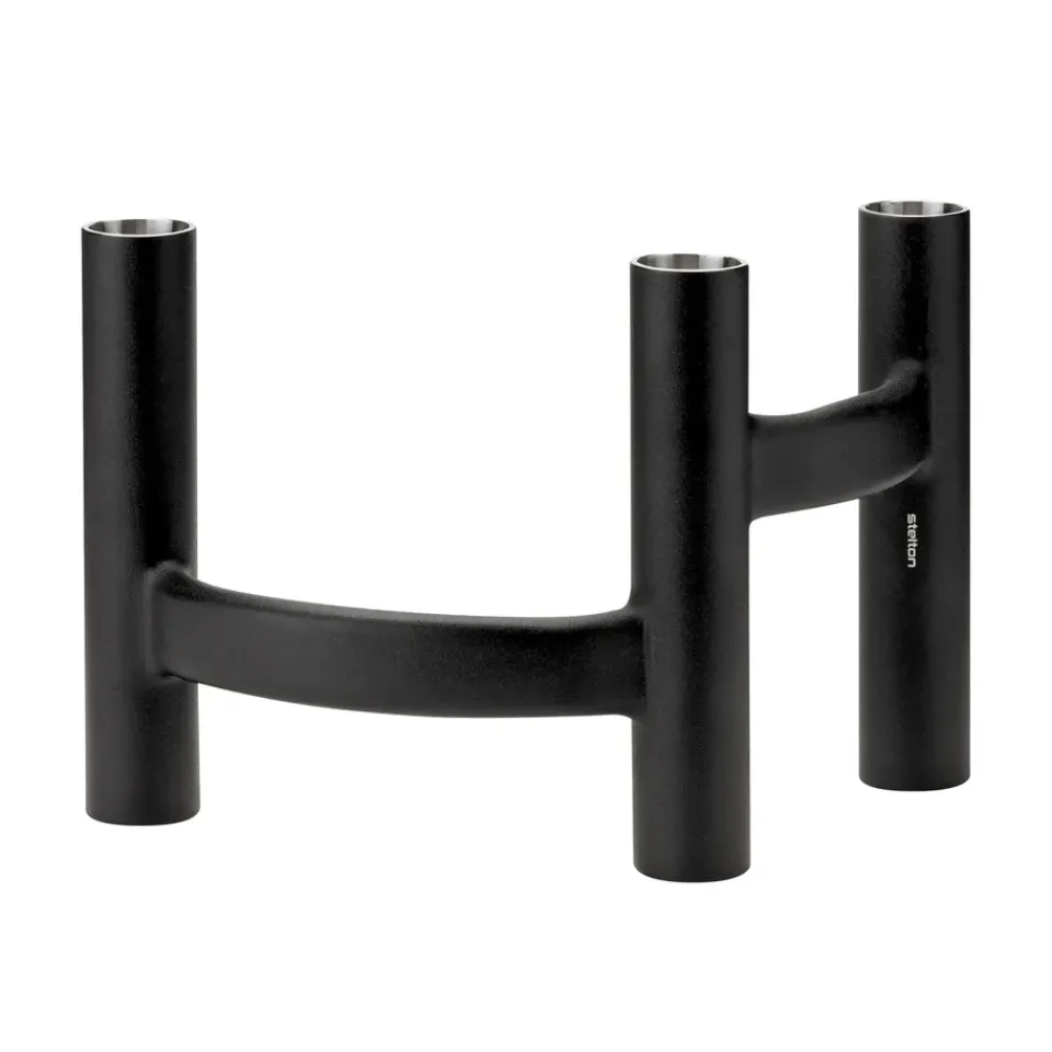 Discount Stelton Candelabro Ora trearmad, Negro