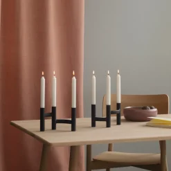 Discount Stelton Candelabro Ora trearmad, Negro