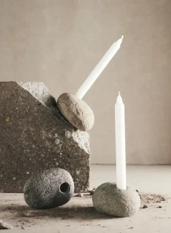 Outlet MUUBS Candelabro Valley 6 cm, Piedra natural Gris