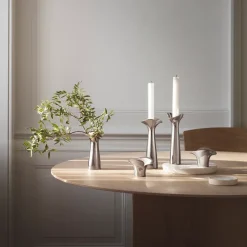 New Georg Jensen Candelabros Bloom Botanica, set de 2, acero inoxidable Plateado