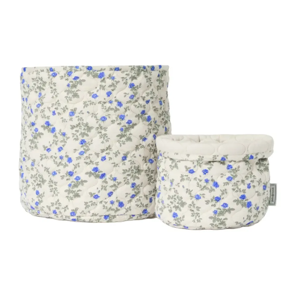 Best Garbo&Friends Cesta acolchada Dainty satin 2 piezas, Ø20x20 cm + Ø30x30 cm Azul