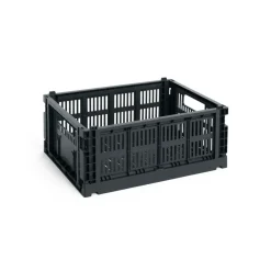 Discount HAY Cesta Colour Crate M 26,5x34,5 cm, Charcoal Negro