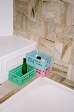 Discount HAY Cesta Colour Crate S 17x26,5 cm, Dark mint Azul