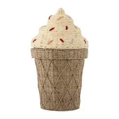 Best Bloomingville Cesta con tapa Cillie Ø40 cm, Nature ice cream MarrónBeige