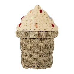 Clearance Bloomingville Cesta con tapa Cillie 28x41 cm, Natural Marrón