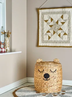 Bloomingville Cesta con tapa Dolma Ø42x50 cm, Natur Beige