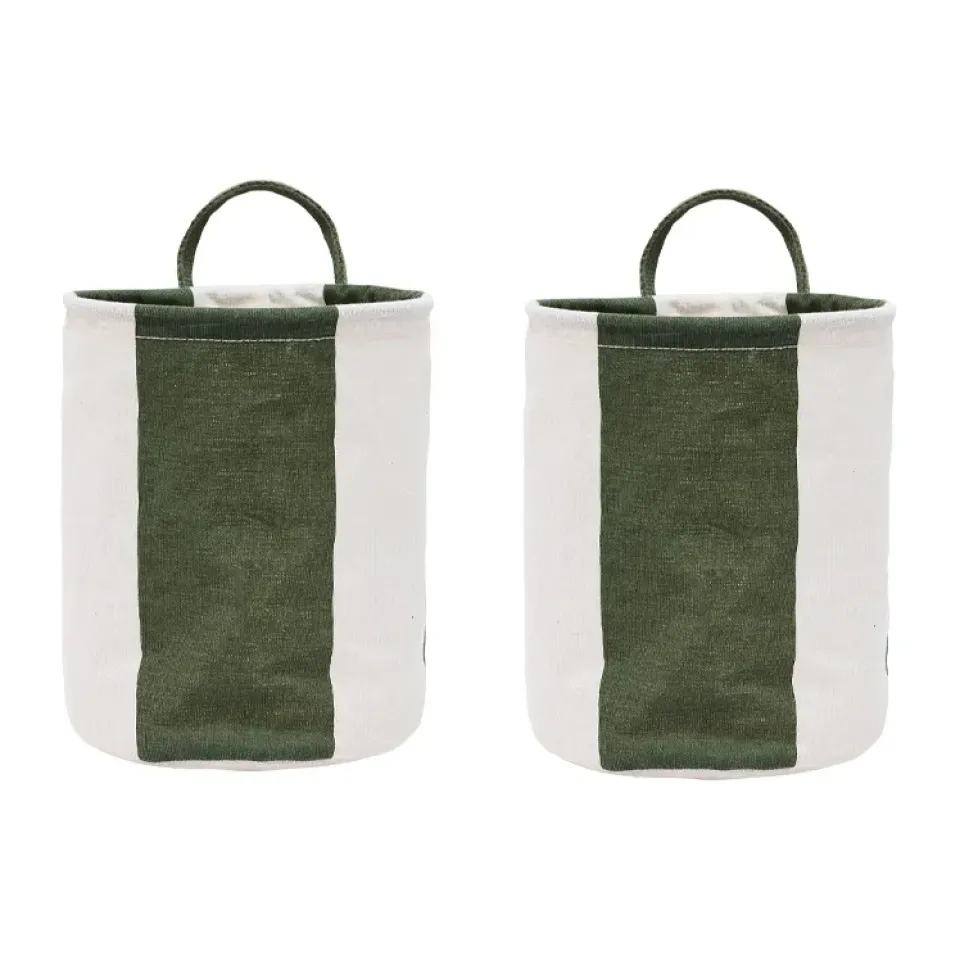 Discount OYOY Cesta de almacenamiento Kara small Ø18x22 cm 2-pack, Dark Green Verde