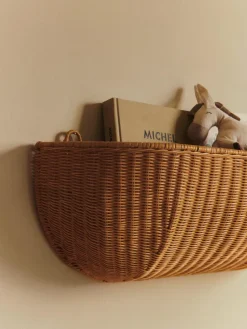 New Ferm Living Cesta de pared Braided wall pocket 25x75 cm, Natural Marrón