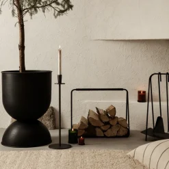 New Ferm Living Cesta para leña Port, Negro
