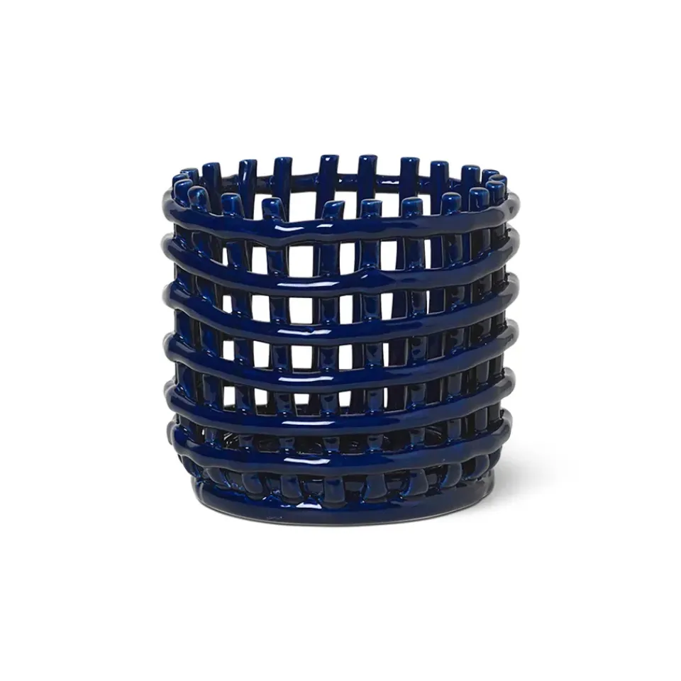 Hot Ferm Living Cesta trenzada Ceramic Ø16 cm, Azul