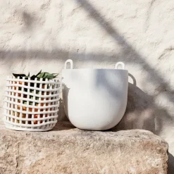 Sale Ferm Living Cesta trenzada Ceramic Ø23,5 cm, Off white Blanco