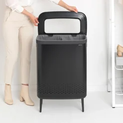 New Brabantia Cesto de la ropa Bo high 2x45 L, mate Negro