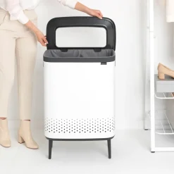 Brabantia Cesto de la ropa Bo high 2x45 L, Blanco