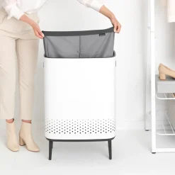 Brabantia Cesto de la ropa Bo high 2x45 L, Blanco