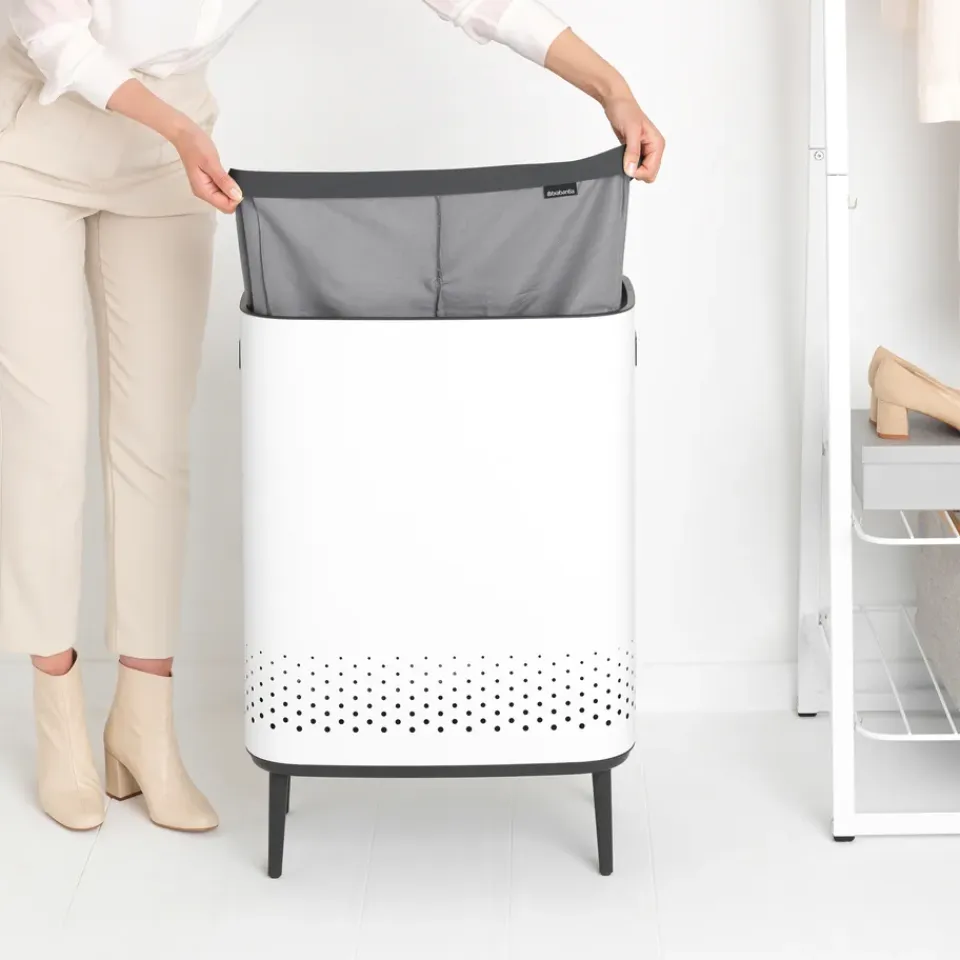 Brabantia Cesto de la ropa Bo high 2x45 L, Blanco