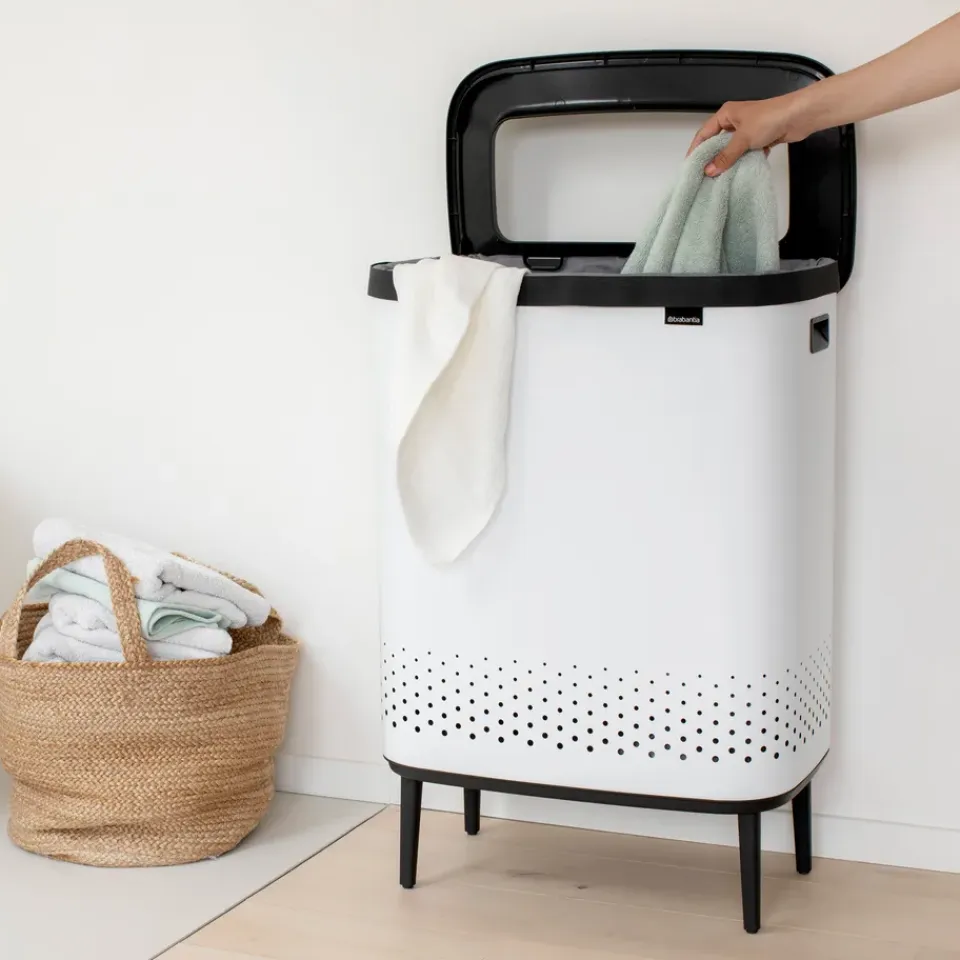 Brabantia Cesto de la ropa Bo high 2x45 L, Blanco