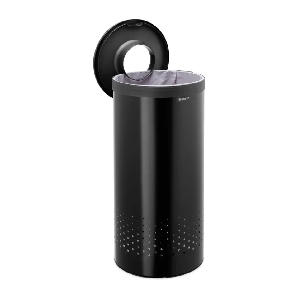 New Brabantia Cesto de lavandería tapa de plástico 35 L, mate Negro