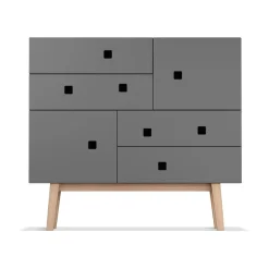 Hot Zweed Cómoda Peep B1, Slate grey, retro, base de roble Gris