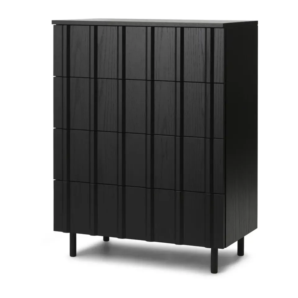 Hot Normann Copenhagen Cómoda Rib dresser 4 cajones, Soft Black Negro