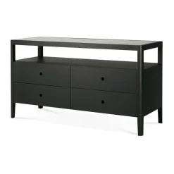 Discount Ethnicraft Cómoda Spindle, Roble lacado en , 4 cajones Negro