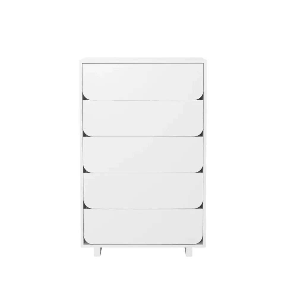 Outlet 1898 Cómoda Vidja alta, Lacado , 5 cajones Blanco