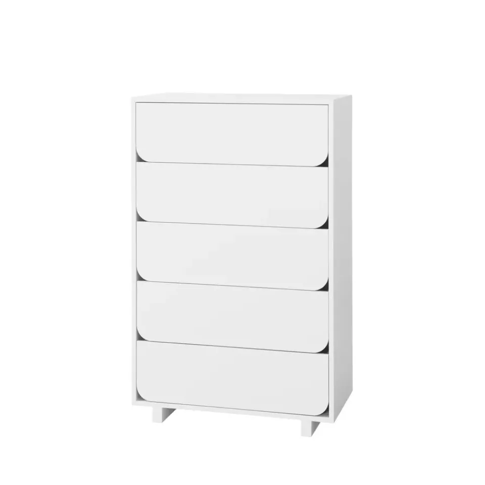 Outlet 1898 Cómoda Vidja alta, Lacado , 5 cajones Blanco