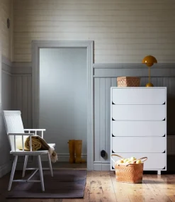 Outlet 1898 Cómoda Vidja alta, Lacado , 5 cajones Blanco