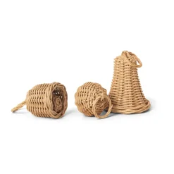 Ferm Living Colgante de navidad Braided Bell Baubles 3 unidades, Natural Beige