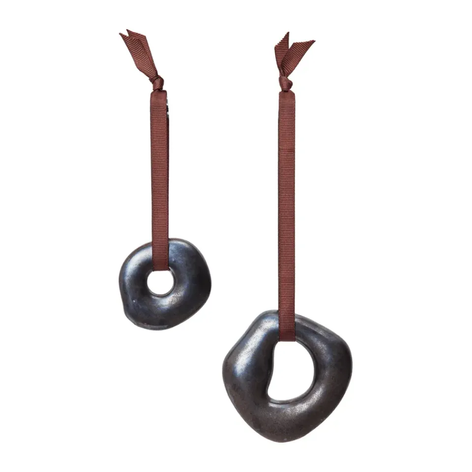 Ferm Living Colgante decorativo Orrith 2 piezas, Rustic Bronze NegroMarrón