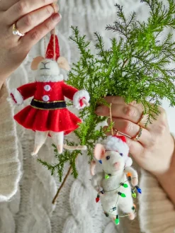 Bloomingville Colgantes de Navidad Peo 2 unidades, -rojo Blanco