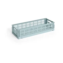 Sale HAY Colour Crate Mini Oblong 13x34,5 cm, Dusty blue Azul