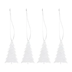 New Cooee Design Cooee colgantes de Navidad de acero inoxidable, paquete de 4, Árbol Plateado