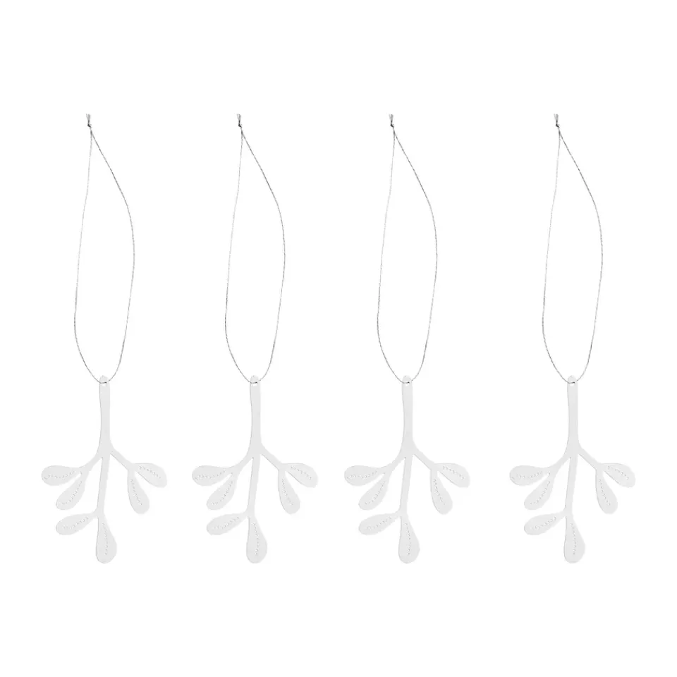 Discount Cooee Design Cooee colgantes de Navidad de acero inoxidable, paquete de 4, Muérdago Plateado