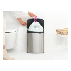 Brabantia Cubo de basura Bo 12 L, Acero cepillado mate Azul